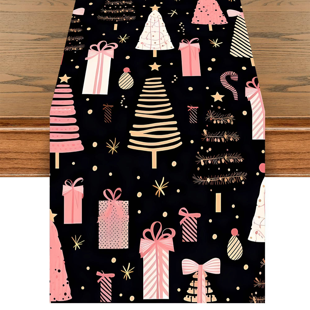 Christmas Table Runner - Camino de Mesa Navideño Rosa con