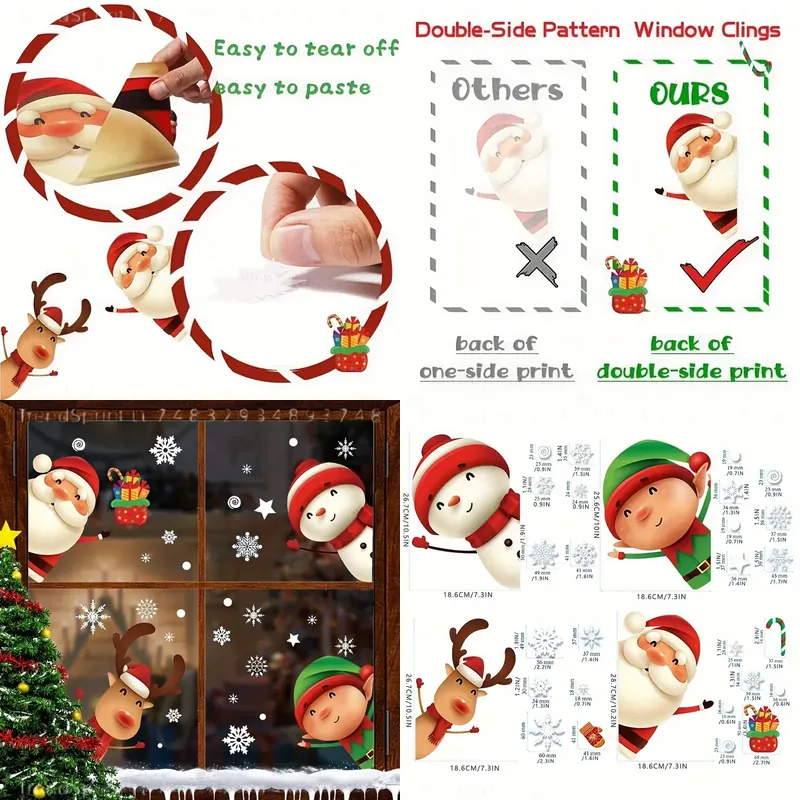 Snowflake Window Decal - 82 pegatinas navideñas para ventanas, pegatinas