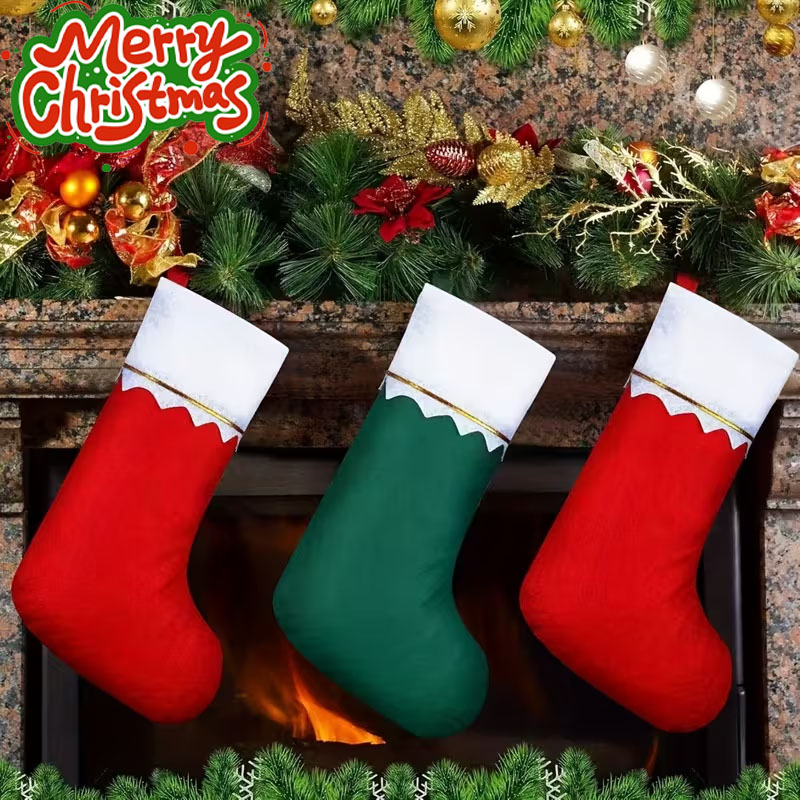 Christmas Stocking Hanging - Juego de 12-24 Calcetines Navideños para