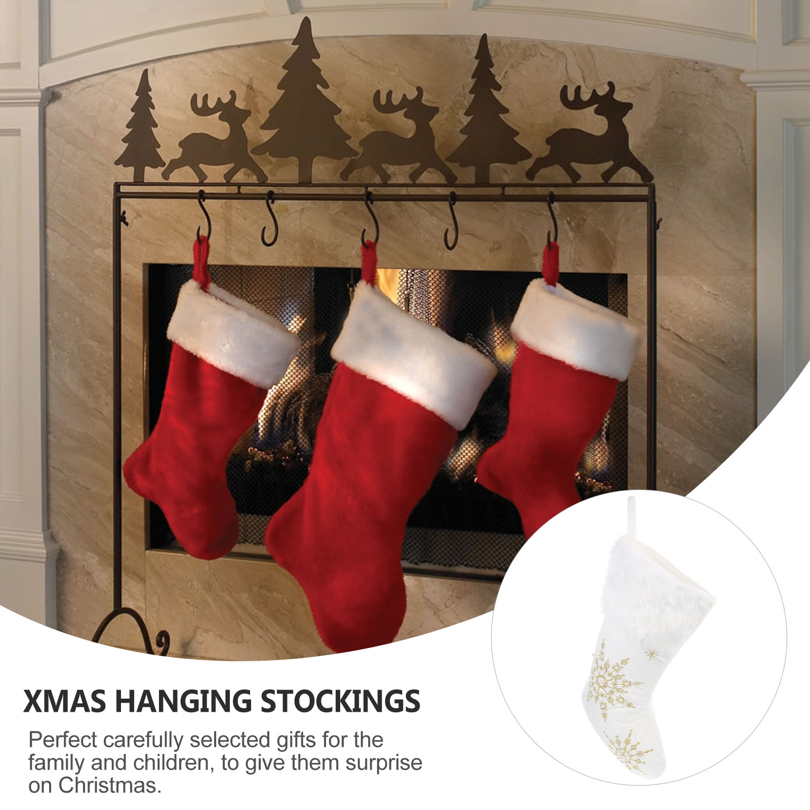 Christmas Stocking Hanging - 1 Pieza de Decoración de Calcetín
