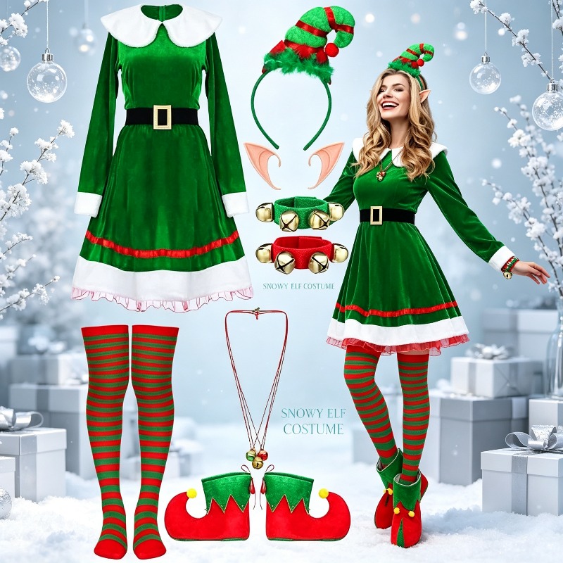 Elf Costume Christmas - Conjunto de Disfraz de Duend Navideño