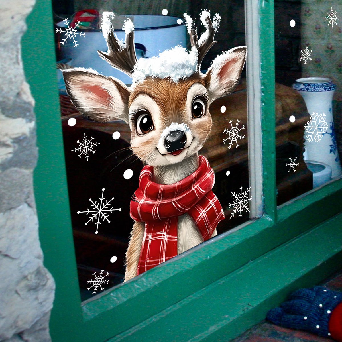 1 bufanda navideña, copo de ni - Snowflake Window Decal reseña y precio