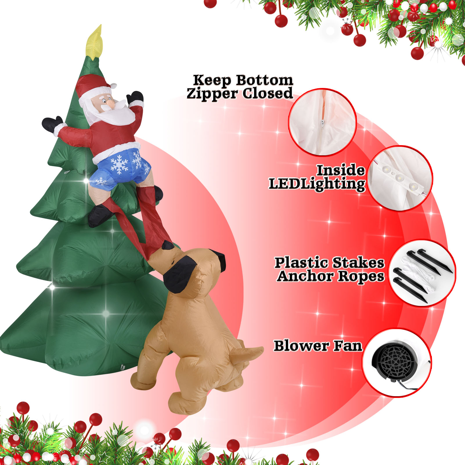 Perro inflable de Navidad con  - Christmas Lights Outdoor reseña y precio