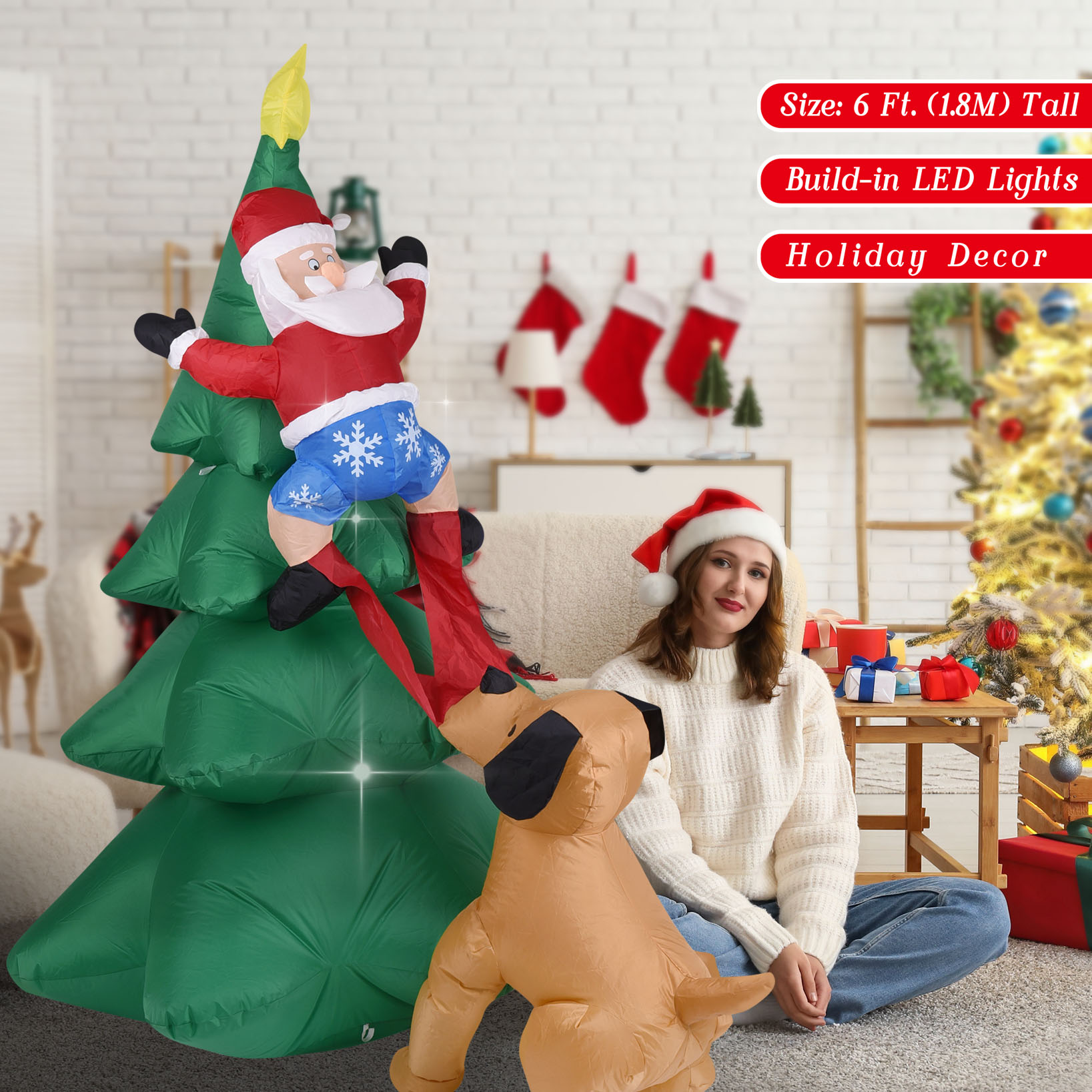 Perro inflable de Navidad con  - Christmas Lights Outdoor reseña y precio