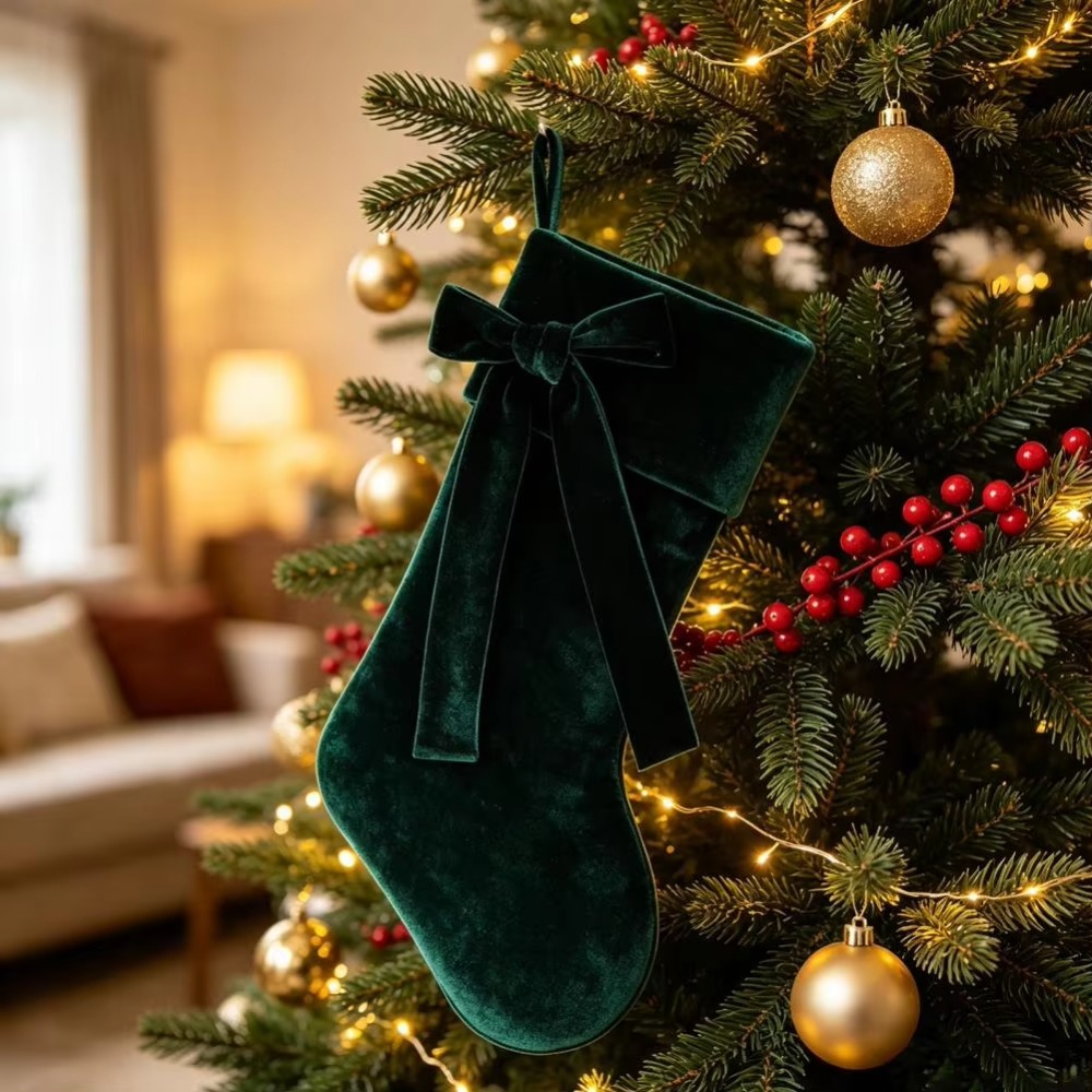 Calcetín navideño de terciopel - Christmas Stocking Hanging reseña y precio