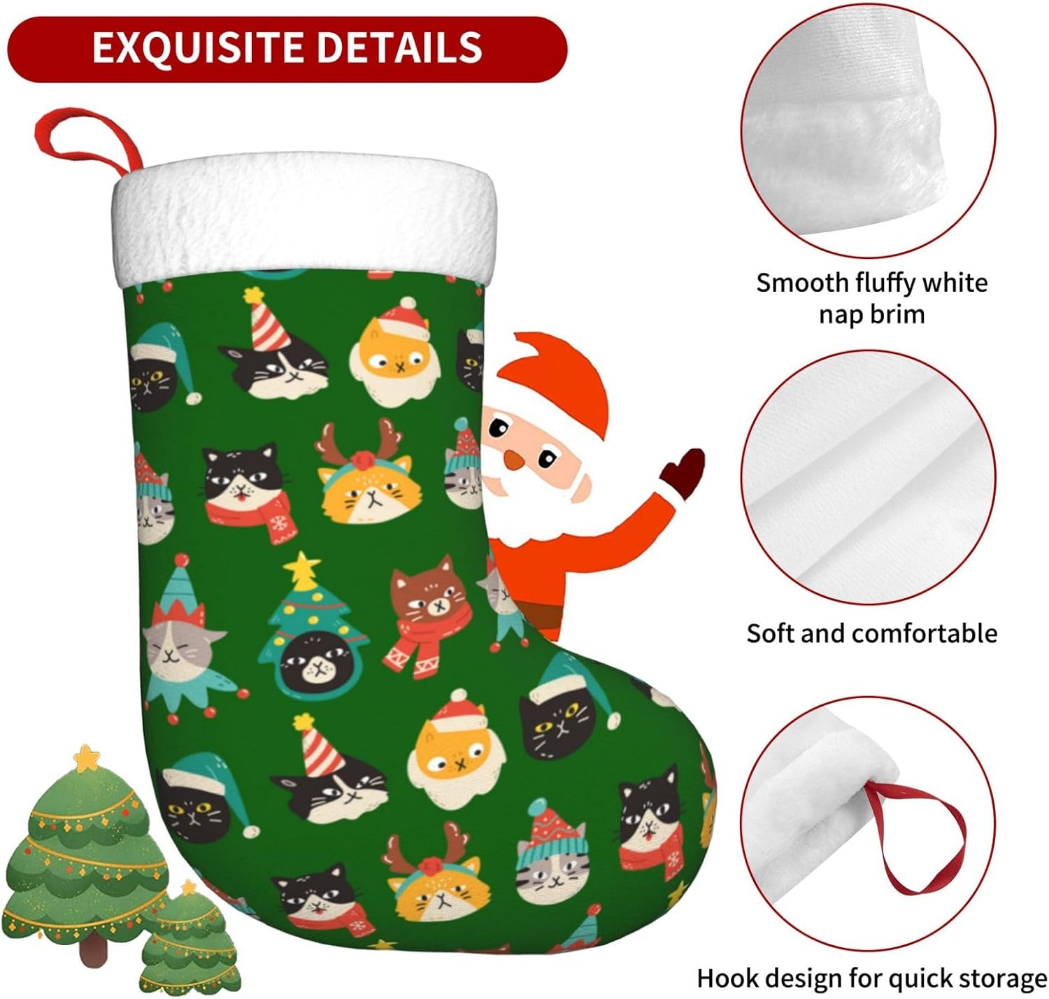 Medias navideñas verdes con ga - Christmas Stocking Hanging reseña y precio